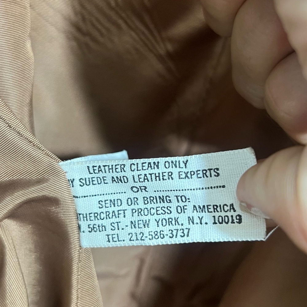 Vintage 70’s Cognac Leather Trench Coat Short Fur Collar Size 14 - Picture 13 of 15